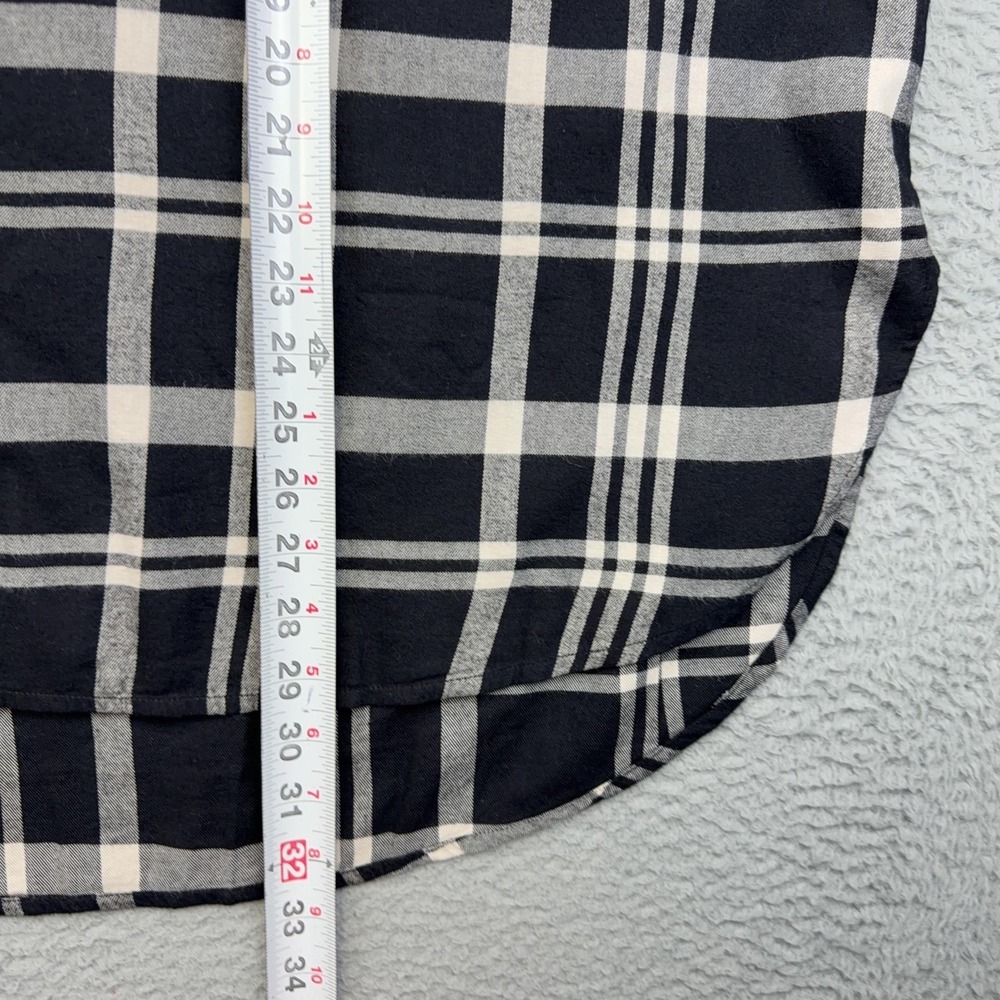 Lane Bryant Shirt Womens 22/24 Black Plaid Button Up Long Sleeve No Peek Tunic - Picture 9 of 14